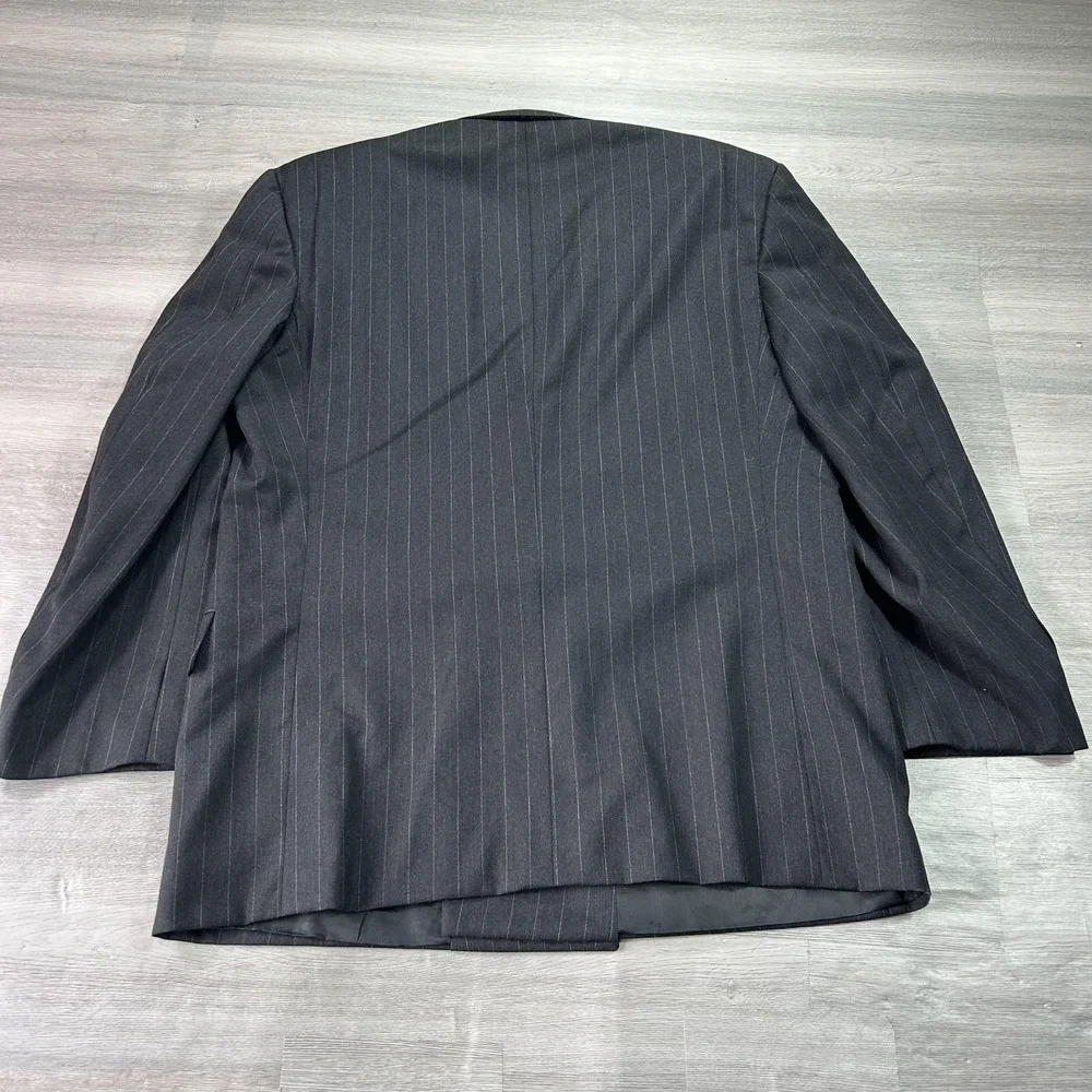 Vintage‎ Hickey Freeman Suit Jacket Mens 44 Wool Pinstripe Double Breasted USA